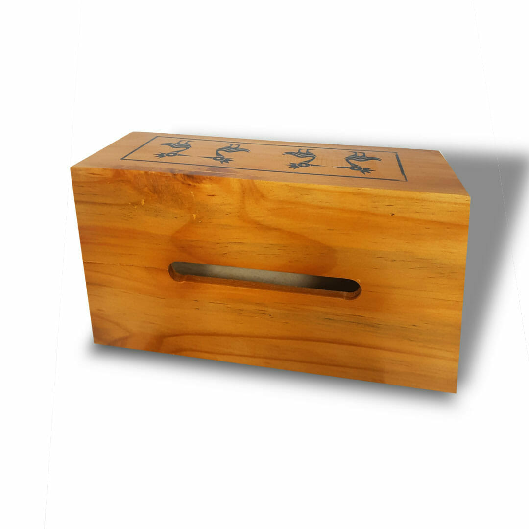 Wood facial tissue holder box shape