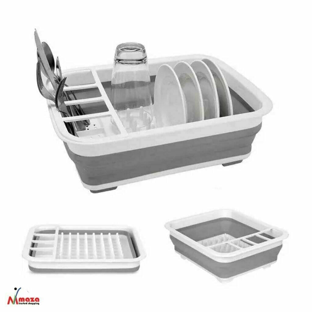 Collapsible dish drying rack drain water directly into the sink