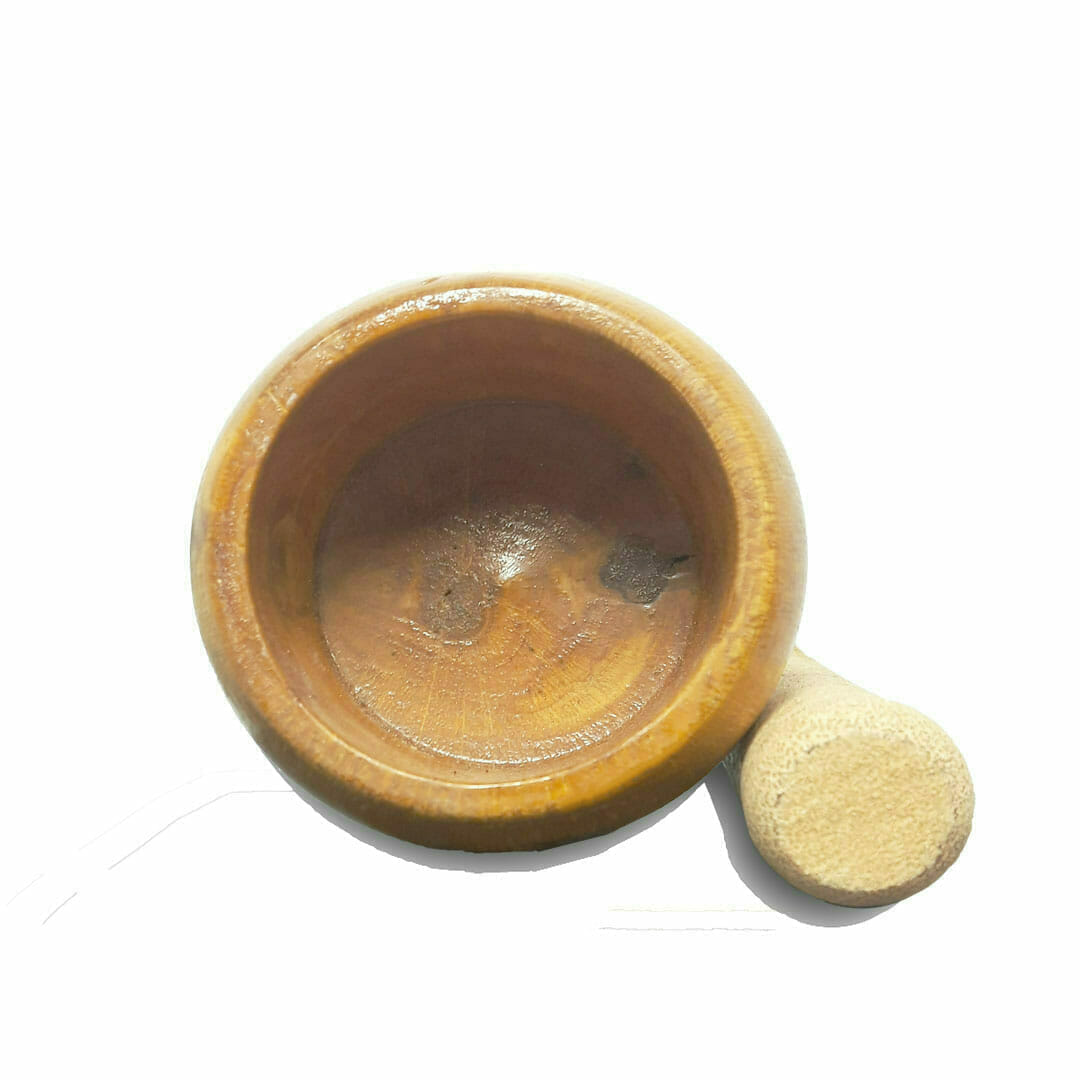 Wood mortar and pestle onion and Garlick chopper