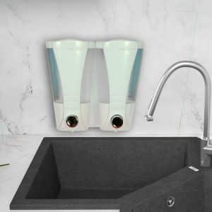 Touch soap dual dispenser kitchen or bathroom