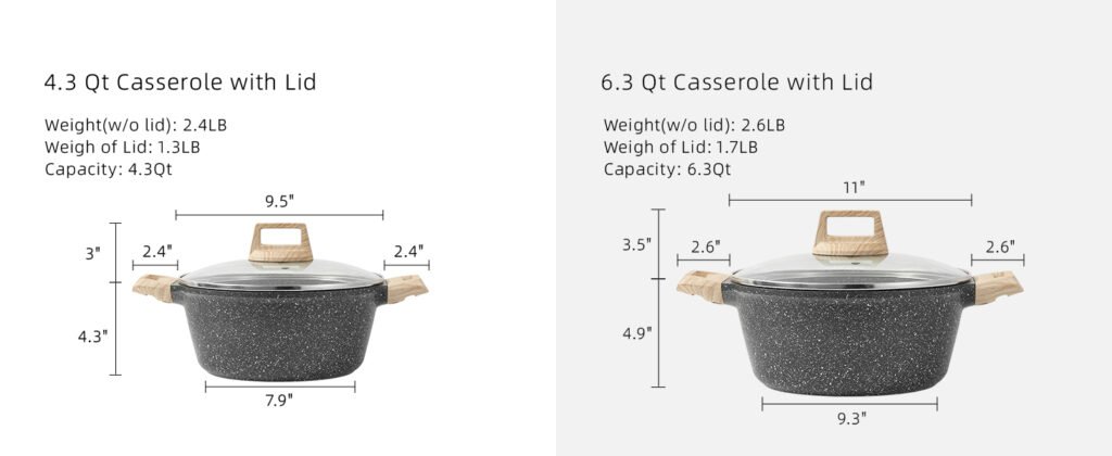 CAROTE 1.5Qt & 2.4Qt Sauce Pan Set with Lid Nonstick Saucepan 4 Pcs Non