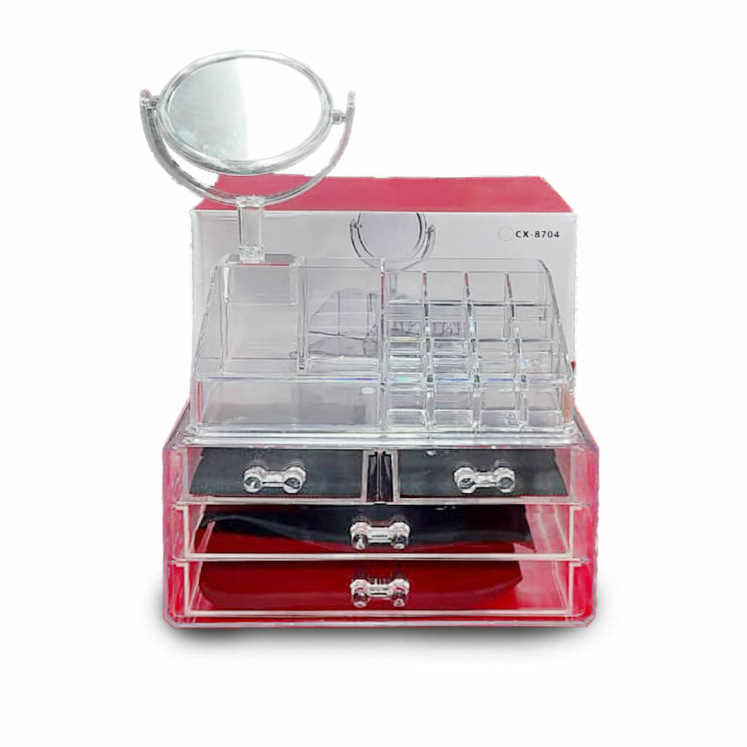 Cosmetic Storage Organizer With mirror