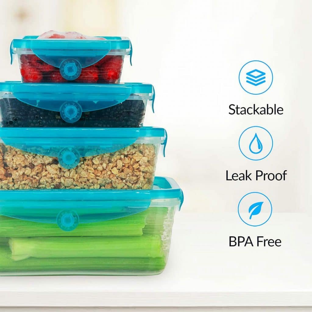 Airtight Silicone lid Food Storage Containers 6pcs-set