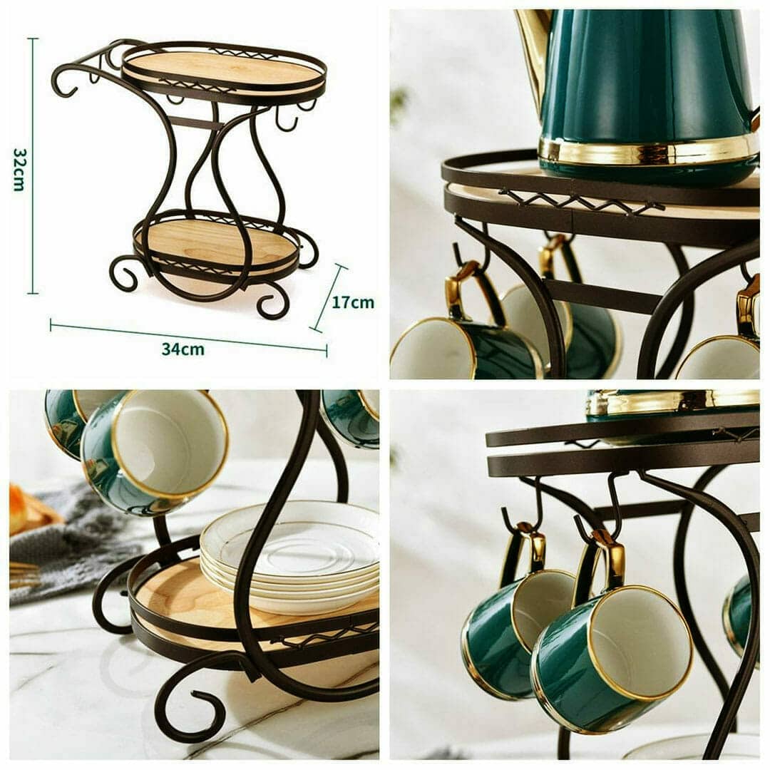 Metal & Wood Stand for Coffee Glasses and Cups