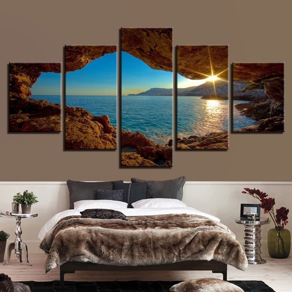 5 Panel Canvas Wall Art: Beautiful Sunrise Nature Landscape HD