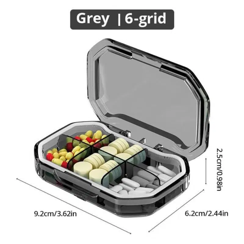 portable medicine box with 6 grids