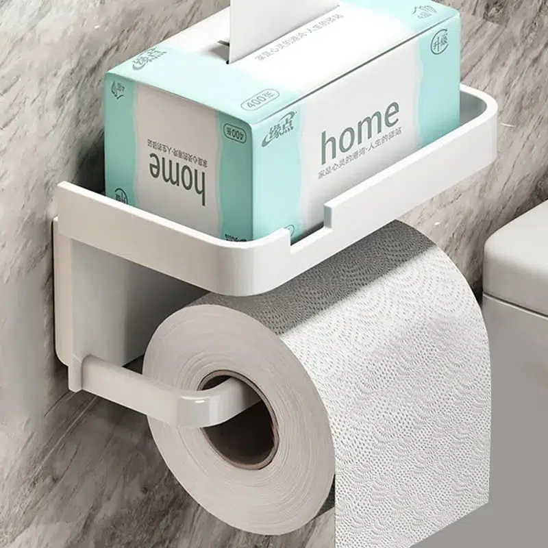 bathroom organizer set with toilet paper holder