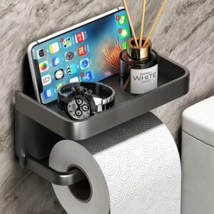 toilet paper holder with organizer and shelf
