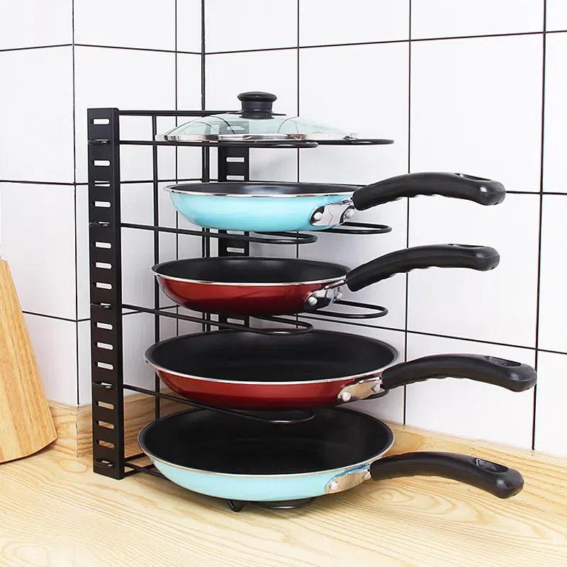 Multi-layer Iron Wire Pot Organizer with Lid Holder
