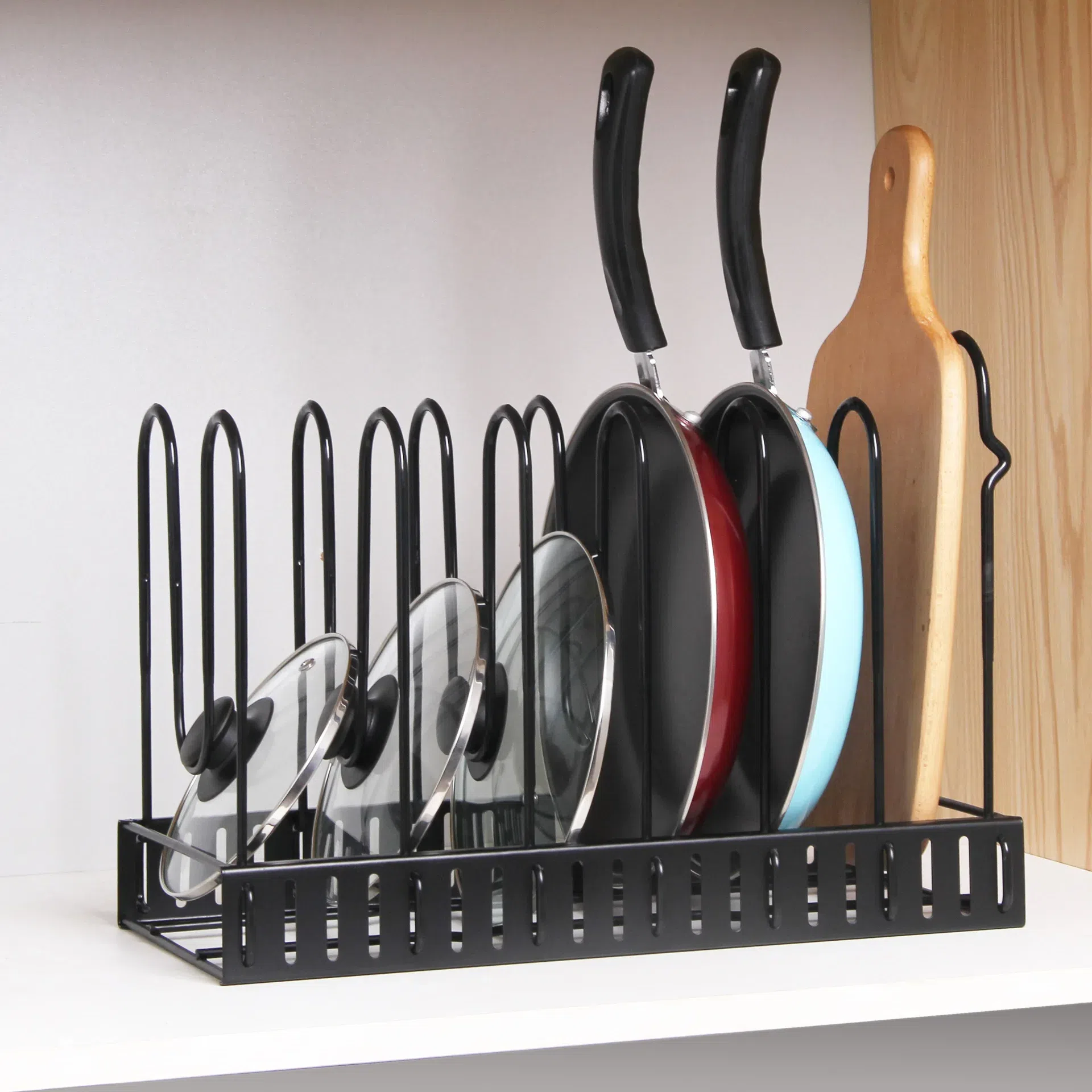Multi-layer Iron Wire Pot Organizer with Lid Holder