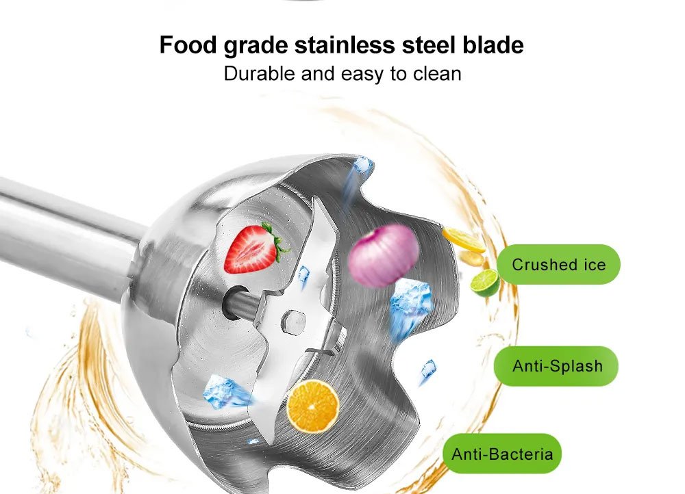 high-performance hand blender with stainless steel blades