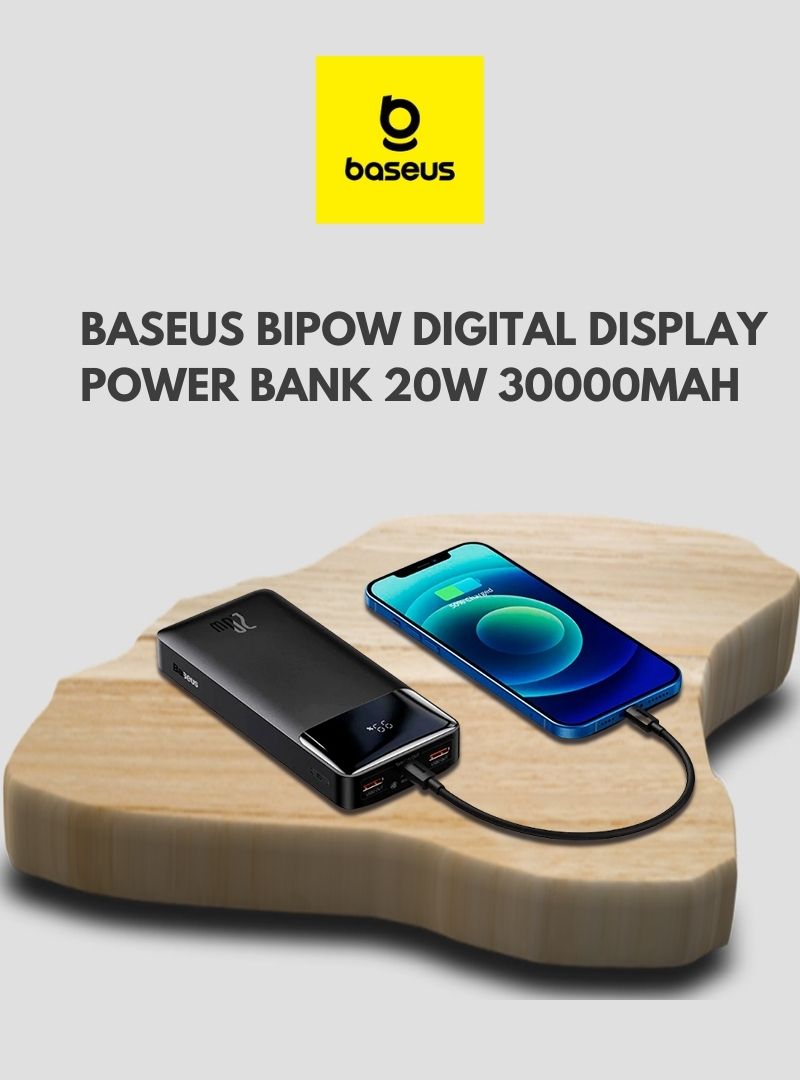 Baseus Bipow Digital Display Power bank 20W 30000mAh Black
