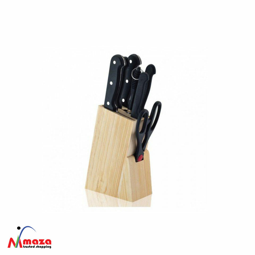 Wooden knife holder with 7 knives