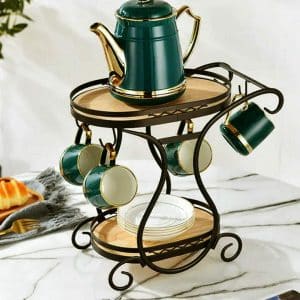 Metal & Wood Stand for Coffee Glasses and Cups