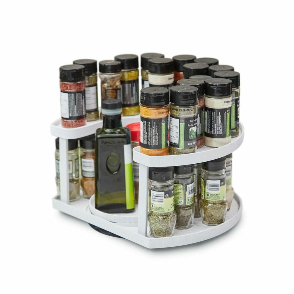 Rotating spice rack maximize cabinet space