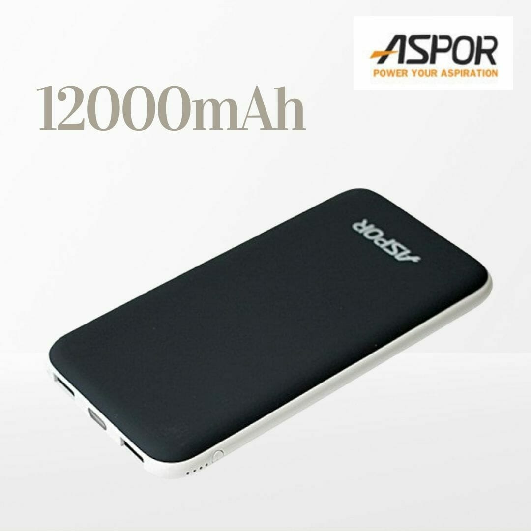 12000mAh intelligent output power bank aspor